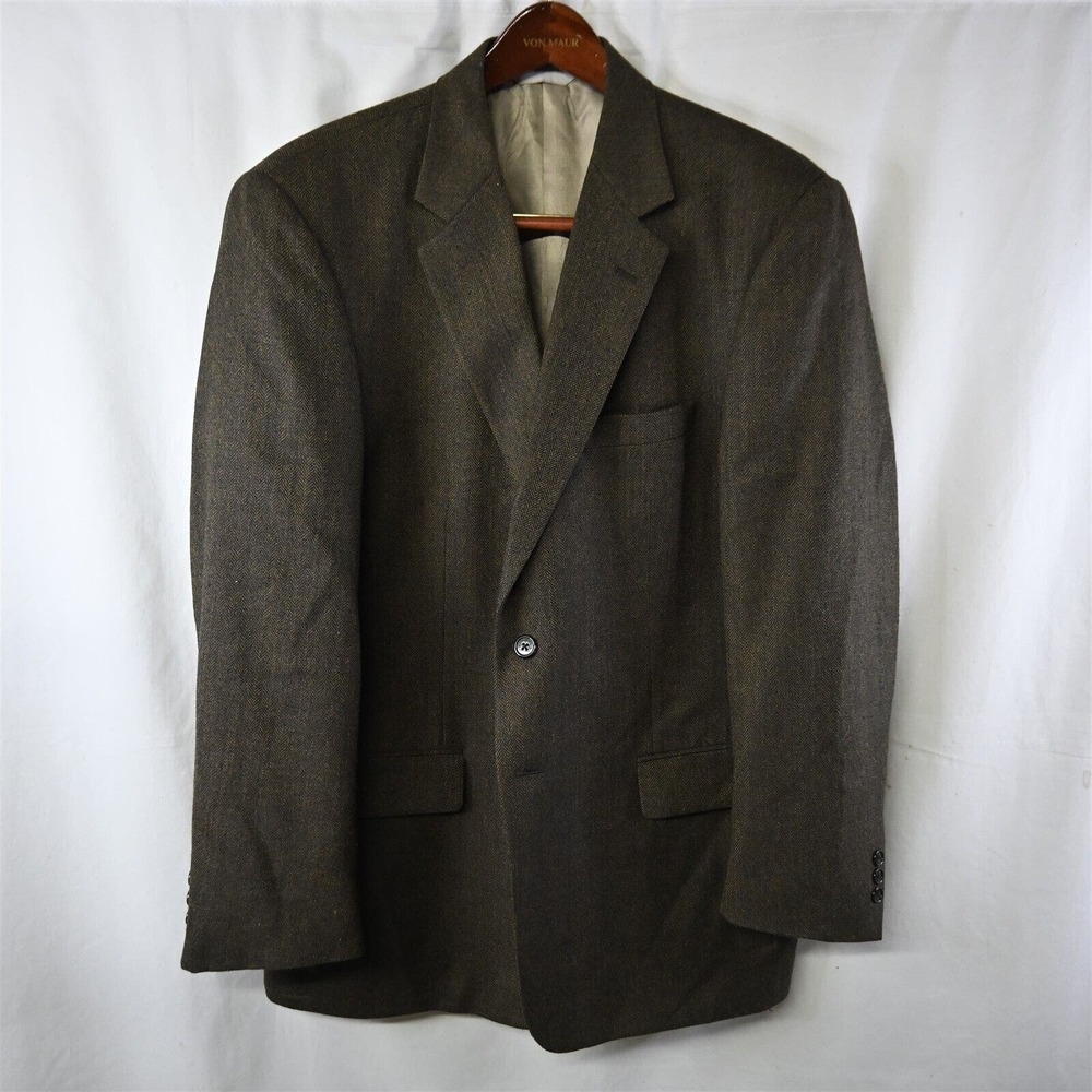 Tallia Uomo 44R Brown Herringbone Wool Alpaca Blazer‎ Suit Jacket Sport Coat